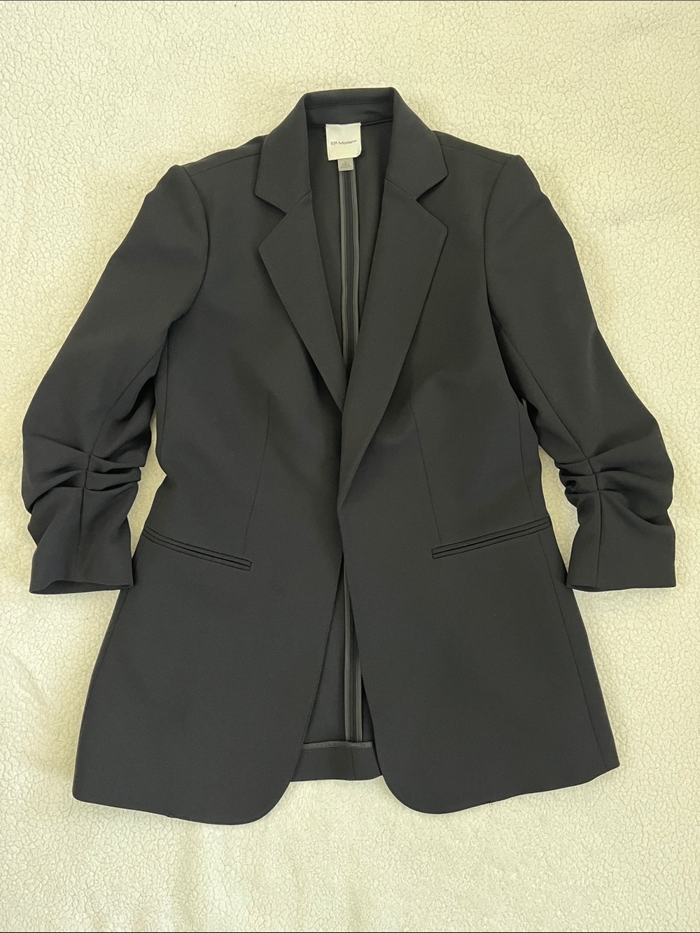 Black Label Black Tailored Blazer with Draped 3/4 Sleeves